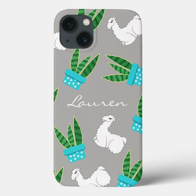 Trendy Succulents & Sleeping Llama | Personalised Case-Mate iPhone Case (Back)