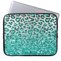 trendy summer aqua green leopard animal print