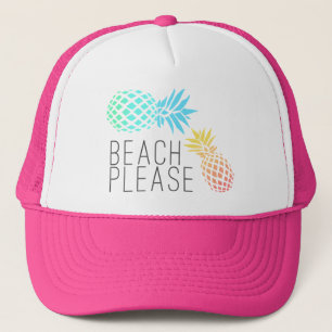 trendy summer "beach please", colourful pineapple trucker hat