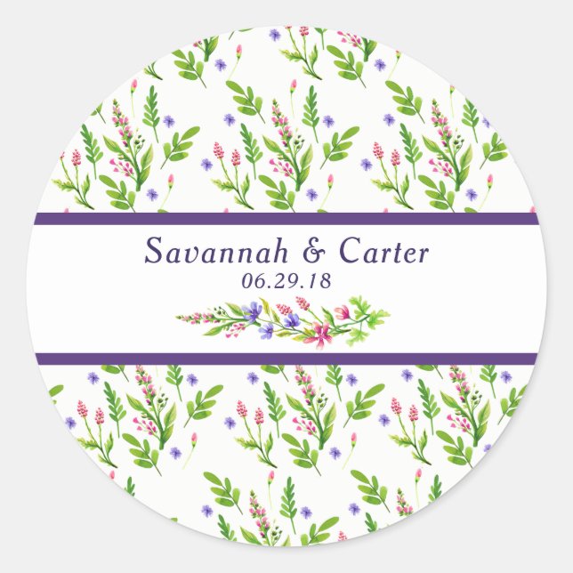 Trendy Summer Flowers Wedding Sticker (Front)