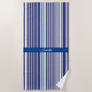 Trendy Summer Navy Blue Boat Stripes Collection Beach Towel