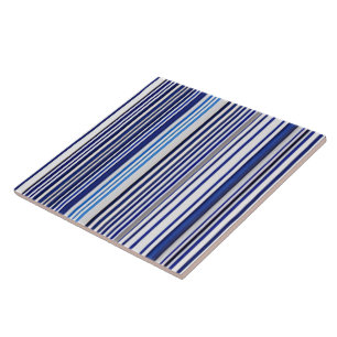 Trendy Summer Navy Blue Boat Stripes Collection Tile