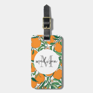 Trendy Summer Oranges Citrus Fruit Blossom Pattern Luggage Tag