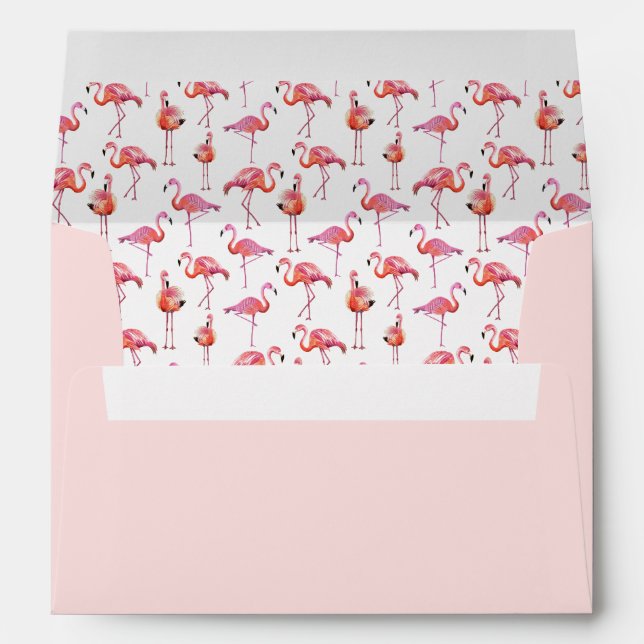Trendy Summer Pink Flamingo Pattern Envelope (Back (Bottom))