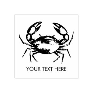 Trendy Summer Seafood Crab Nautical Personalised Rubber Stamp