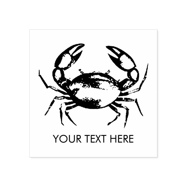 Trendy Summer Seafood Crab Nautical Personalised   Rubber Stamp (Imprint)