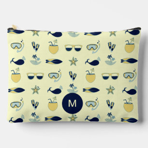 Trendy Summer Symbols Pattern Monogram Accessory Pouch