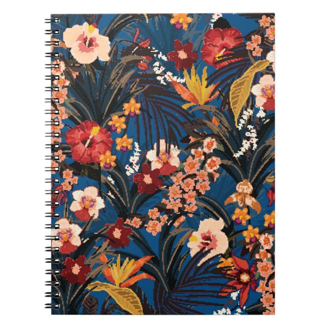 Trendy summer tropical background with deep jungle notebook (Front)