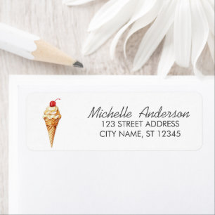 Trendy Summer Watercolor Ice Cream Return Address