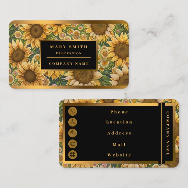 Trendy Sunflower Beautiful Collection Business Card (Front/Back)