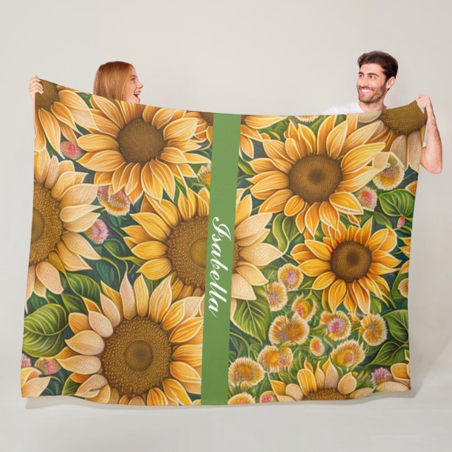 Trendy Sunflower Beautiful Collection Fleece Blanket (In Situ)