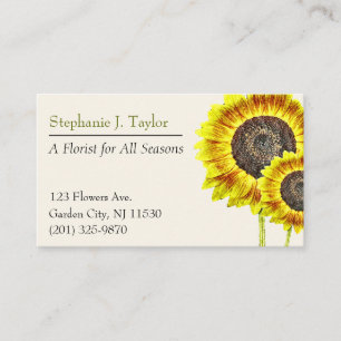 Trendy Sunflower Florist Business Cards
