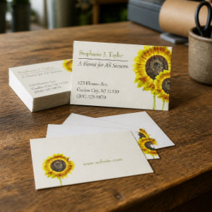 Trendy Sunflower Florist Business Cards