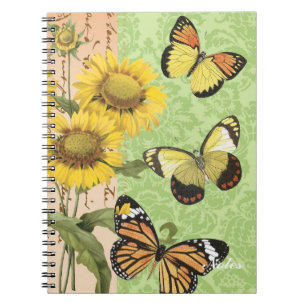 Trendy Sunflowers and Butterflies notebook