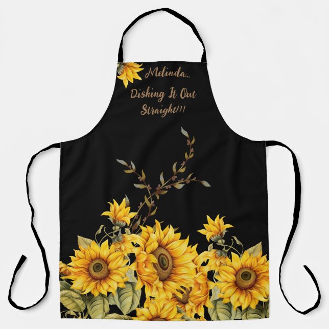 Trendy Sunflowers & Quote Womens Apron (Front)
