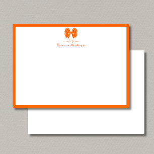 Trendy Sunset Orange Bow Border Name Wedding Card