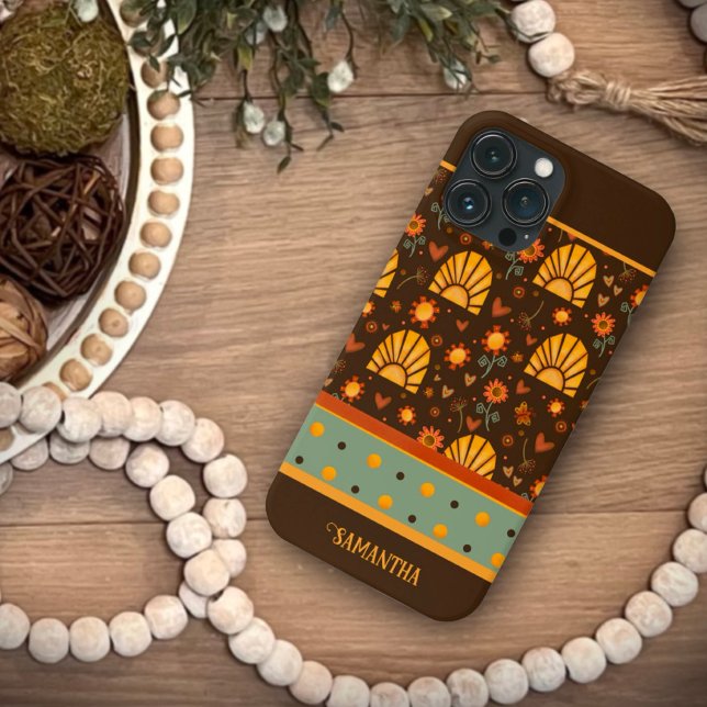 Trendy Sunshine Brown Modern Name Inspirivity Case-Mate iPhone Case (Creator Uploaded)