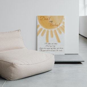 Trendy Sunshine Ray Don't Say Baby Shower Game Poster