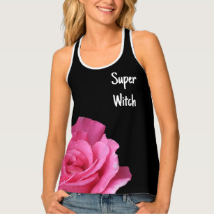 Trendy Super Witch brand pink floral girly funny Tank Top