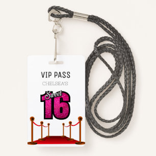 Trendy Sweet 16 Bus Venue Access Invitation VIP ID Badge