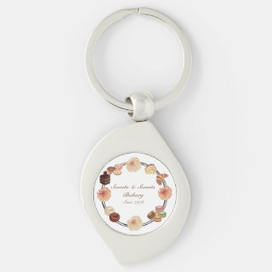 Trendy Sweets Bakery Watercolor Floral Business Key Ring