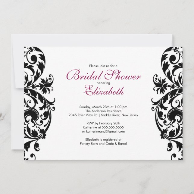 Trendy Swirl Flourish Bride Bridal Shower Invite (Front)
