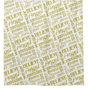 Trendy Tattoo Words / Fonts - gold Shower Curtain