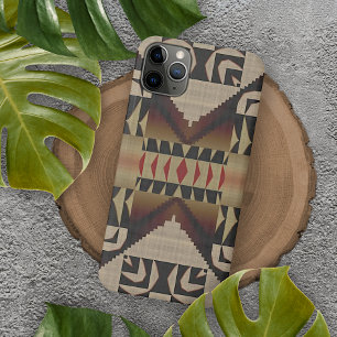 Trendy Taupe Tan Beige Brown Red Black Mosaic Art iPhone 16 Pro Max Case