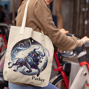 Trendy Taurus Watercolor Zodiac Design Tote Bag