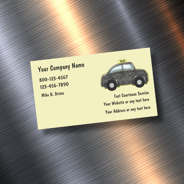 Trendy Taxi Ride Hailing Service Magnetic Business Card (Creator Uploaded)