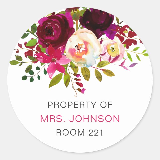 Trendy Teacher classroom library bookplates Classic Round Sticker (Front)