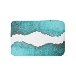 Trendy Teal and Black Abstract Art Alcohol Ink Bath Mat
