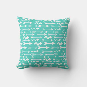 Trendy Teal and White Arrow Pattern Cushion
