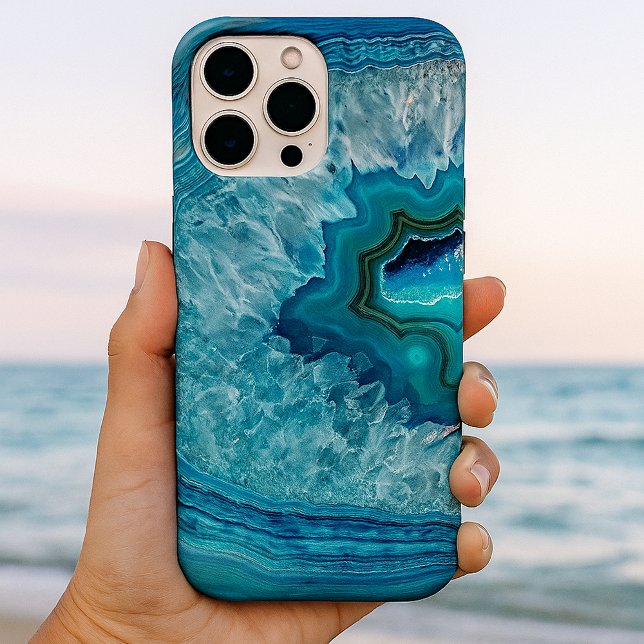 Trendy Teal Blue Aqua Turquoise Geode Rock Pattern Case-Mate iPhone Case (Creator Uploaded)
