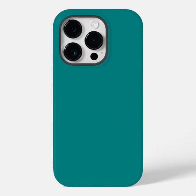 Trendy Teal Blue Green Solid Colour, iPhone Case (Back)