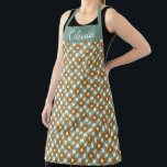 Trendy Teal Caramel Retro Groovy Flowers Seamless Apron<br><div class="desc">Discover a teal and caramel retro groovy flowers seamless pattern,  perfect for wallpaper,  bedding,  kitchen and dining décor,  home accessories,  stationery,  sports gear,  and stylish bags for a coordinated vintage-inspired look.</div>