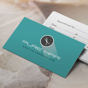 Trendy Teal Green Hair Salon Appointment Card