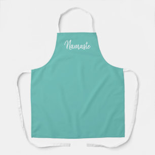 Trendy Teal Green Namaste Elegant Typography Apron