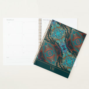 Trendy Teal Monogram Planner