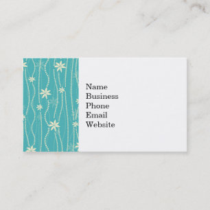 Trendy Teal Summer Flower Pattern Business Card