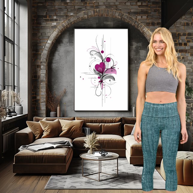 Trendy Teal Texture Denim: Personalise Logo & Text Capri Leggings (Creator Uploaded)