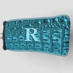 trendy teal turquoise aqua blue alligator print golf head cover