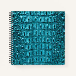 trendy teal turquoise aqua blue alligator print notebook