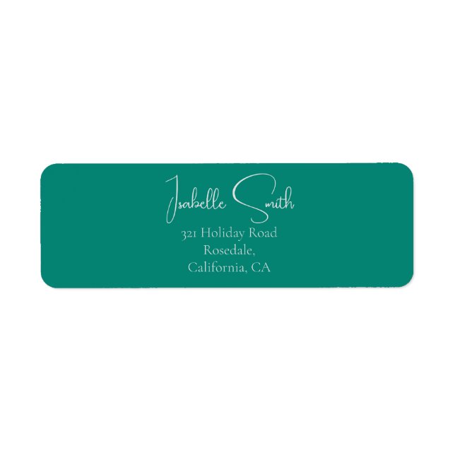 Trendy Teal Wedding Invitation Return Address (Front)