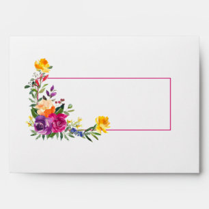 Trendy Technicolor Boho Floral Wedding Envelope