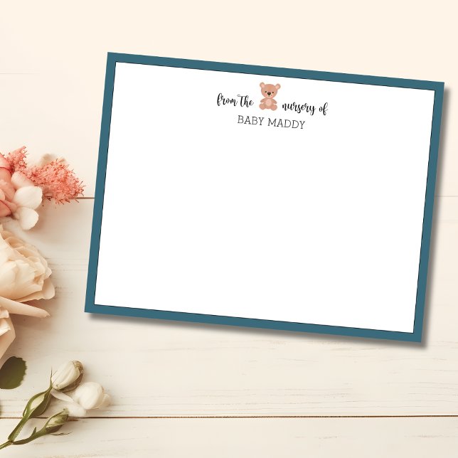 Trendy Teddy Bear  Nursery Stationery Note Card (Creator Uploaded)