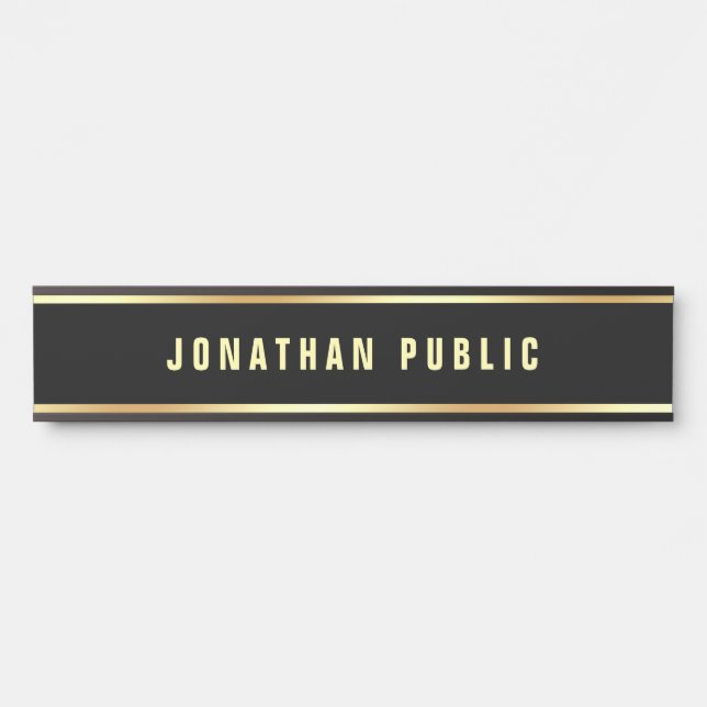Trendy Template Modern Black And Gold Custom Door Sign (Front)