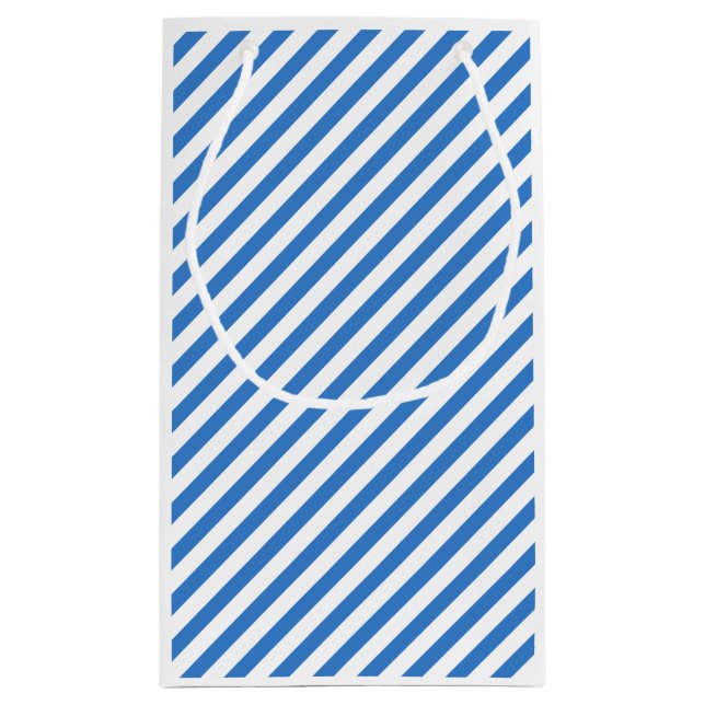 Trendy Template Modern Blue White Striped Creative Small Gift Bag (Back)