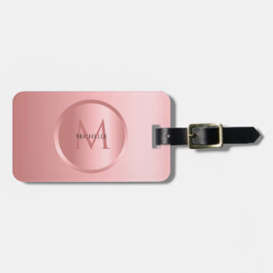 Trendy Template Stylish Rose Gold Monogram Luggage Tag