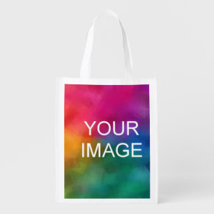 Trendy Template Upload Add Image Logo Photo Reusable Grocery Bag